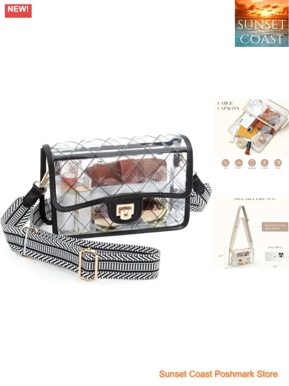 Clear Crossbody Bag Stadium Approved Transparent Shoulder Bag Concerts